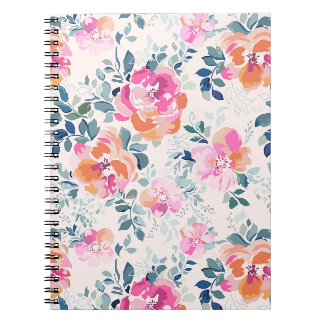 Carnet Motif rose et Turquoise (Devant)