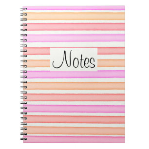 Carnet Motif rose rouge orange rayures blanches