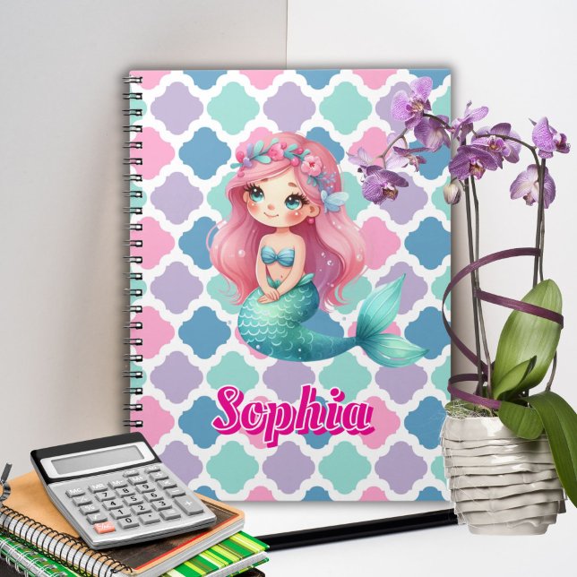 Carnet Motif rose sirène personnalisé (Créateur téléchargé)