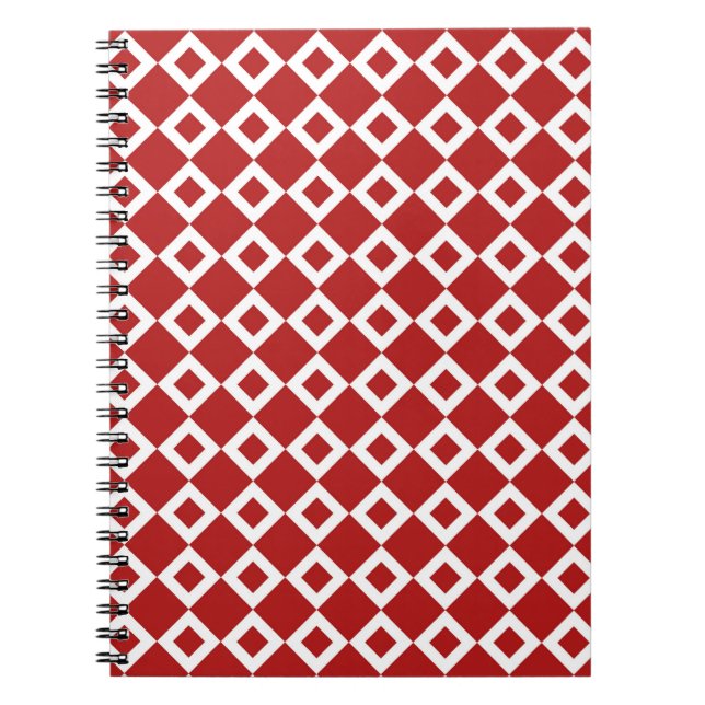 Carnet Motif rouge et blanc de diamant (Devant)