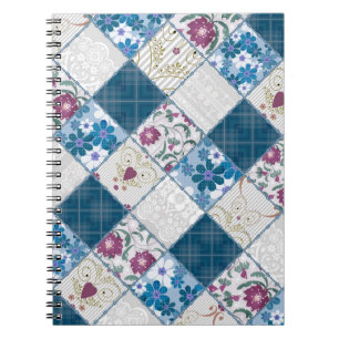 Carnet Motif rustique à la mode bleu de chutes de tissu