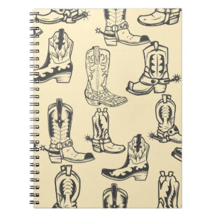 Carnet Motif sans couture avec bottes de cowboy. cowboy,
