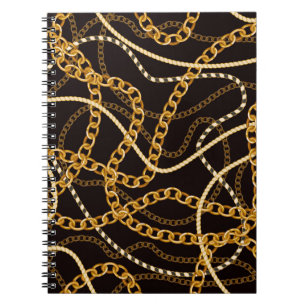 Carnet Motif sans couture avec chaînes dorées.