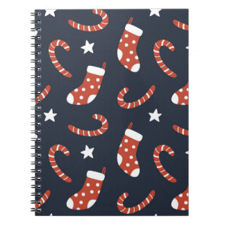 Carnet Motif sans couture avec chaussettes de noël, sucre