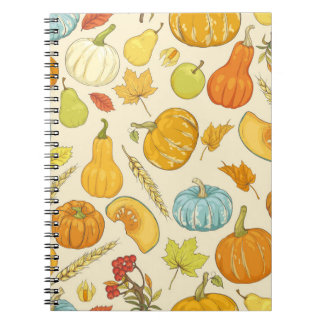 Carnet Motif sans couture avec citrouilles, feuilles d'au