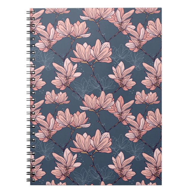 Carnet Motif sans couture avec de belles fleurs de magnol (Devant)