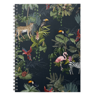 Carnet Motif sans couture avec des animaux de la jungle,