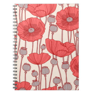 Carnet Motif sans couture avec des pavots.