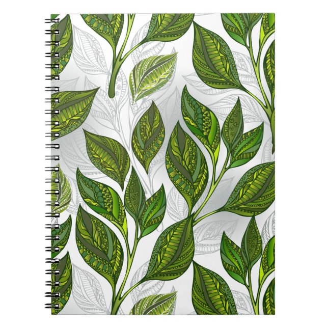 Carnet Motif sans couture avec Feuilles de thé vert (Devant)