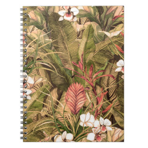 Carnet Motif sans couture avec feuilles tropicaux et fleu