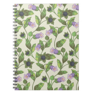 Carnet Motif sans couture avec fleurs de belladonna. Un b