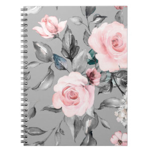 Carnet Motif sans couture avec fleurs de printemps et feu
