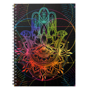 Carnet Motif sans couture avec hamsa orné dessiné à la ma