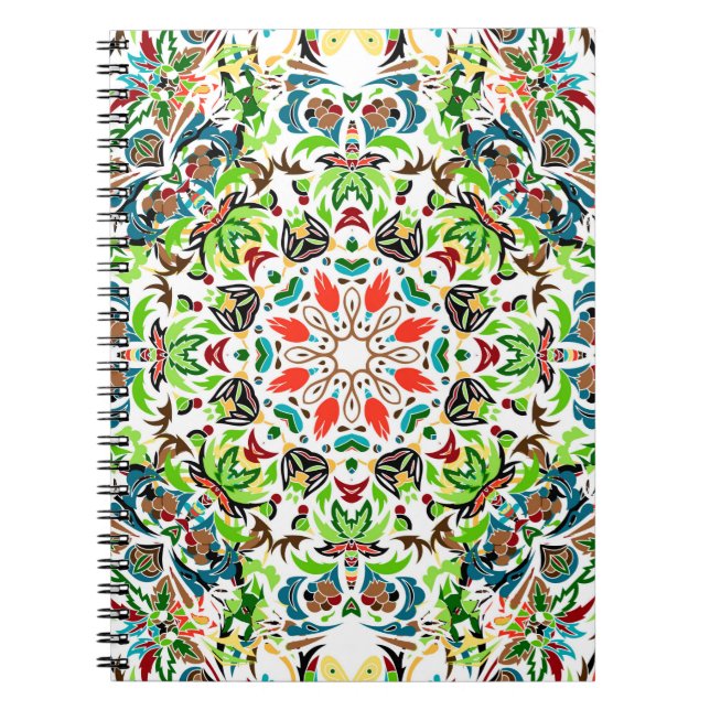 Carnet motif sans couture avec ornement floral clair. Vin (Devant)