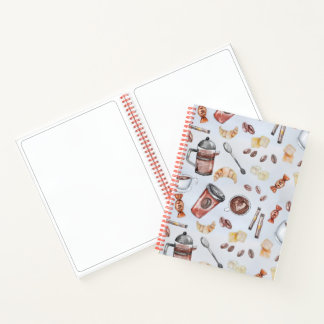 Carnet Motif sans couture de café à l'aquarelle - Emballa