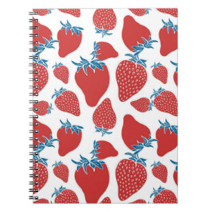 Carnet Motif sans couture de fraise dessinée à la main. a