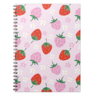 Carnet Motif sans couture de fraise d'esthétique dessiné 