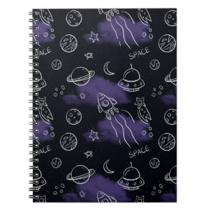 Carnet Motif sans couture de l'espace extérieur violet fa
