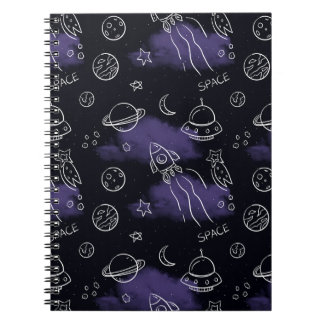 Carnet Motif sans couture de l'espace extérieur violet fa
