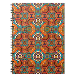 Carnet Motif sans couture de mandalas peintes en marron,