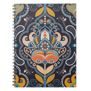 Carnet Motif sans couture de Paisley. Arrière-plan sombr