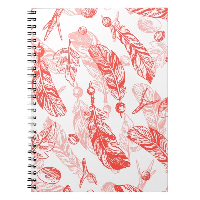 Carnet Motif sans couture de plumes rouges (Devant)