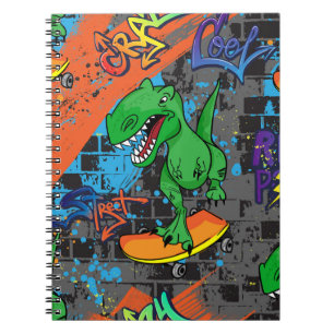 Carnet Motif sans couture de skateboard de dinosaure cool