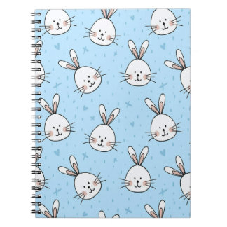 Carnet Motif sans couture de visage de lapin mignon
