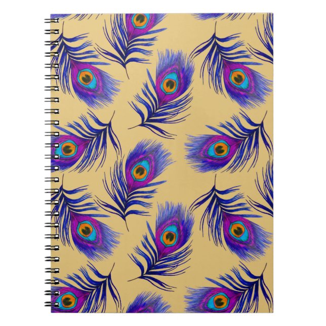 Carnet Motif sans couture décorative avec beau paon (Devant)