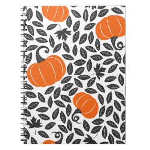 Carnet Motif sans couture dessiné à la main avec citrouil
