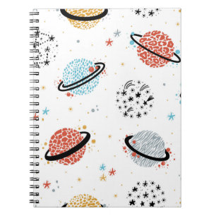Carnet Motif sans couture vintage Space avec Saturne dood