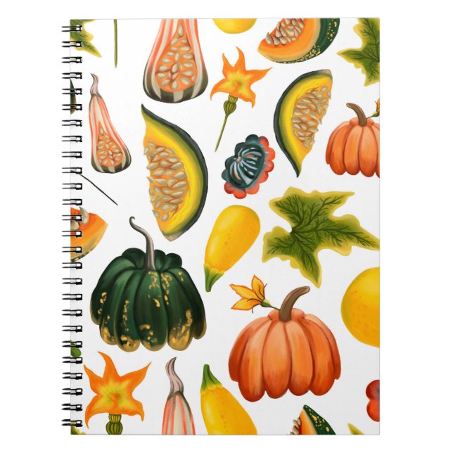 Carnet Motif sans faille de citrouilles et de feuilles su (Devant)