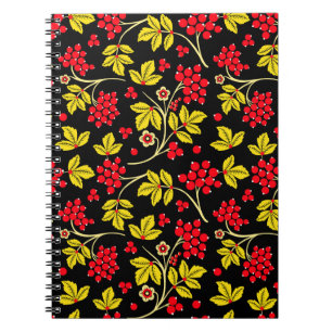 Carnet motif sans soudure de fleurs et de baies. russe