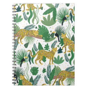 Carnet motif sans soudure de léopards dans la jungle. Mét
