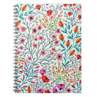 Carnet motif sans soudure fleurie avec fleurs d'été,