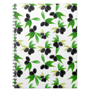 Carnet Motif sans soudure Gouache avec branche d'olivier,