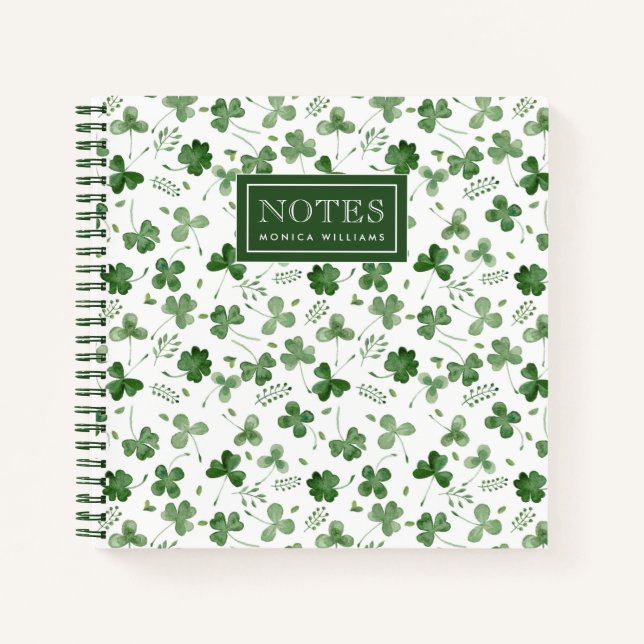 Carnet Motif Shamrock Aquarelle douce (Devant)