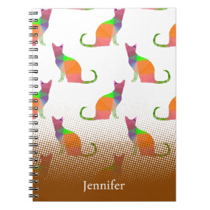 Carnet Motif Silhouette de chat à basse densité Nom perso