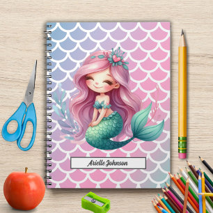 Carnet Motif sirène nom personnalisé 