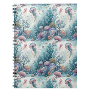 Carnet Motif sous-marin de récif de corail à méduses à l'