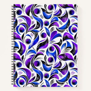 Carnet Motif spirale abstrait violet royal