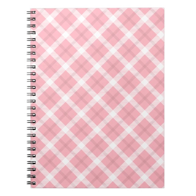 Carnet Motif Tartan Rose Et Blanc (Devant)