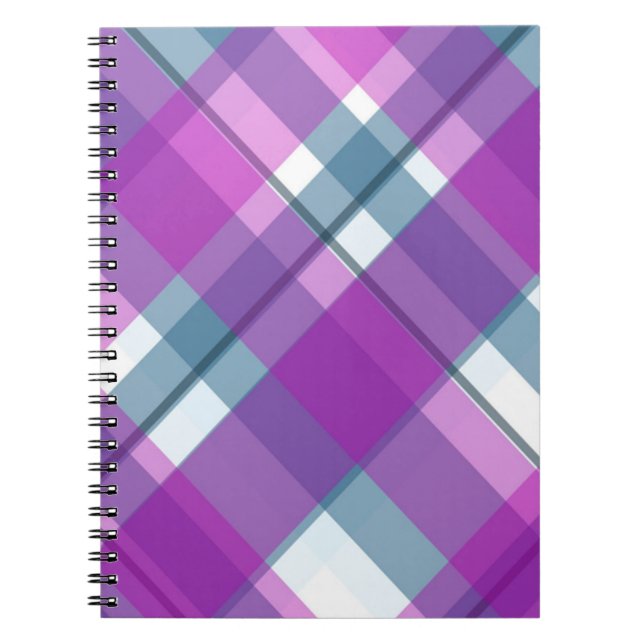 Carnet Motif Tartan violet (Devant)