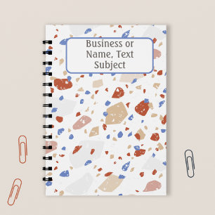 Carnet Motif Terrazzo avec éclats de marbre rouge brique,