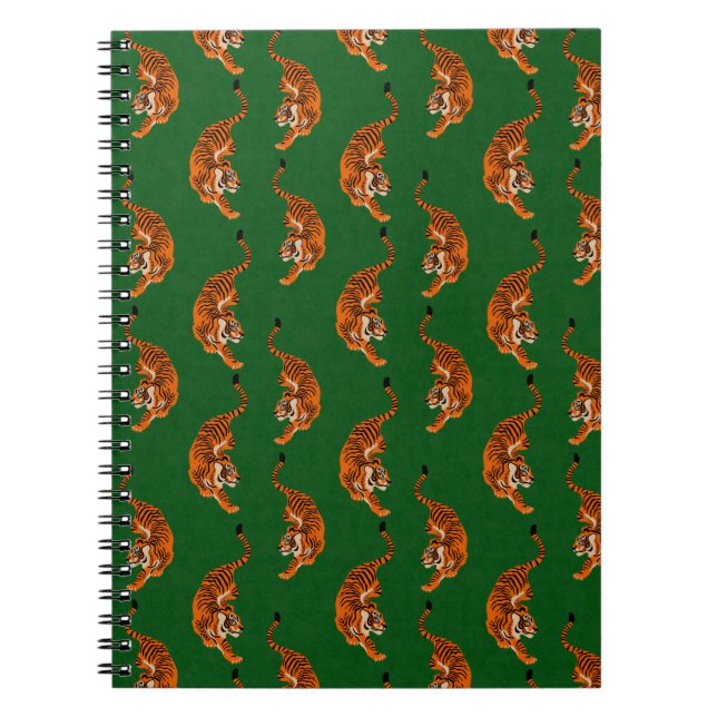 Carnet Motif tigre avec Arrière - plan vert (Devant)