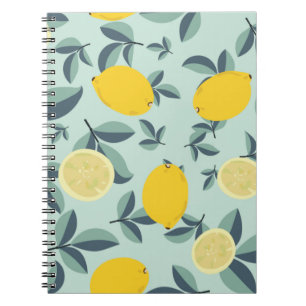 Carnet Motif transparent tropical avec citrons jaunes