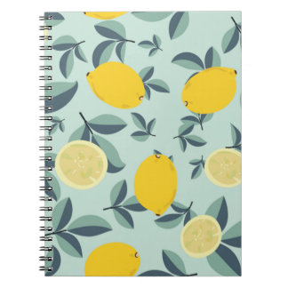 Carnet Motif transparent tropical avec citrons jaunes