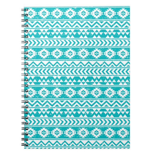 Carnet Motif tribal Turquoise Grunge Aztec (Devant)