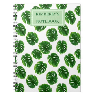 Carnet Motif tropical personnalisé à feuille de Monstera