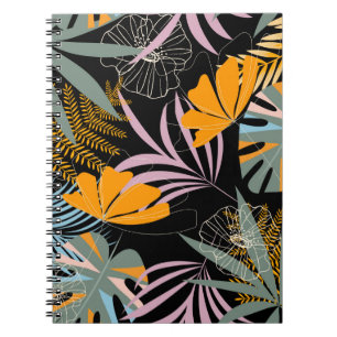 Carnet Motif tropical transparent tendance avec feuilles 